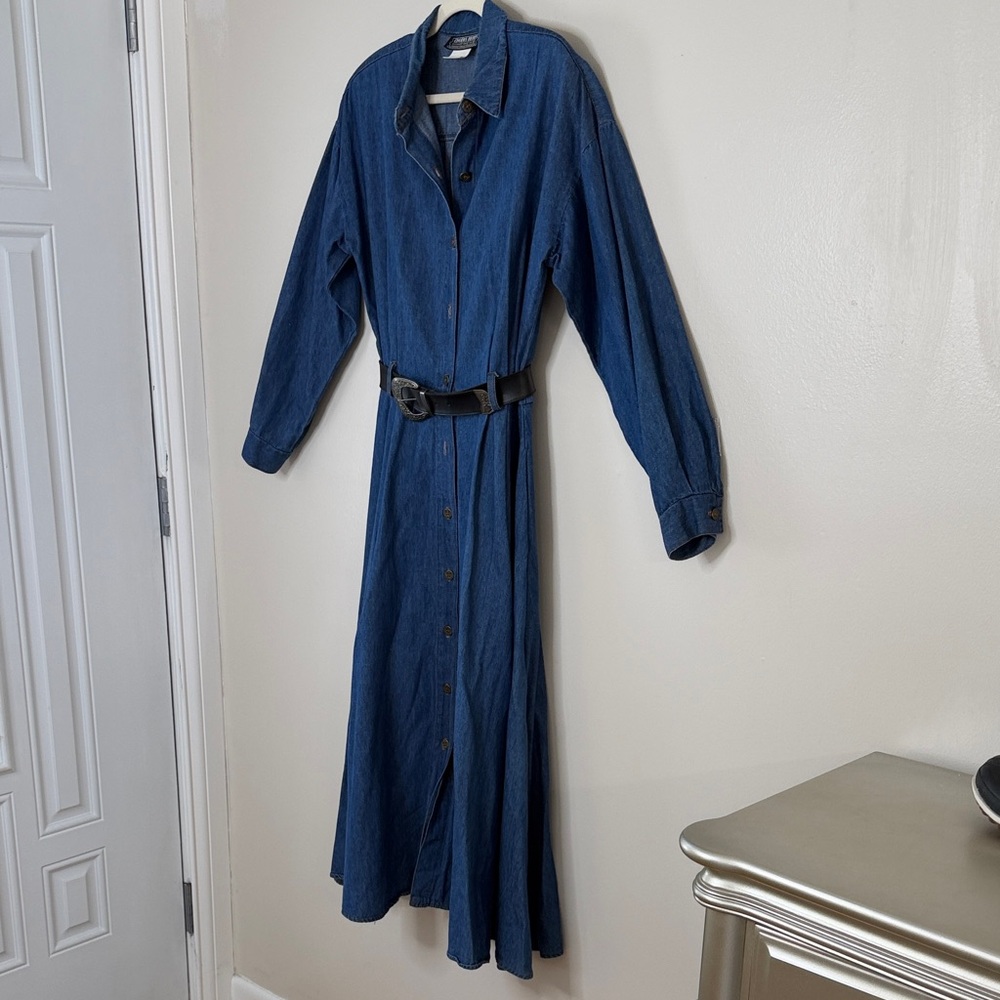 Chorus Blue Denim Western Long Sleeve Cotton Blend Dress Size 10 - Picture 6 of 8